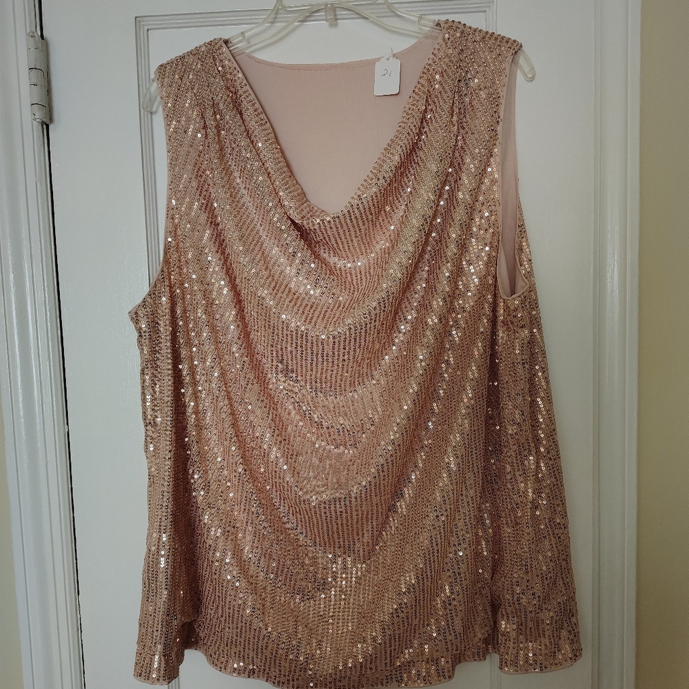 NEW Sequin Sleeveless Top - Rose Gold